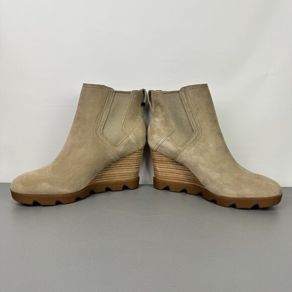 Sorel Joan Uptown Chelsea Waterproof Suede Wedge Bootie Boots Sandy Tan Women 10 - Picture 5 of 13